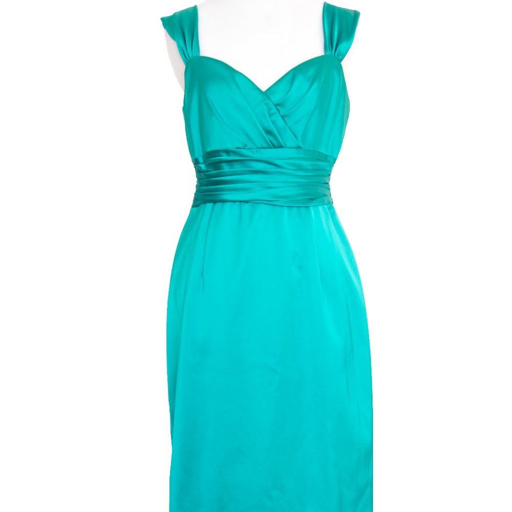 DAVID MEISTER Shimmer Emeraud Green Cocktail Dress Sheath Sz 8 Medium